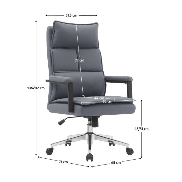 Kancelárske kreslo, sivá ekokoža/chróm, KAHIL