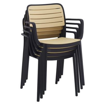 Stohovateľná stolička, čierna/béžová, KARDOS TYP 2 2