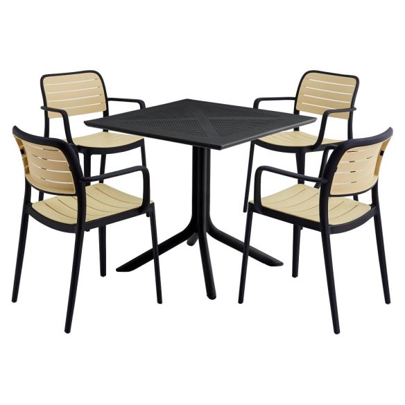 Stohovateľná stolička, čierna/béžová, KARDOS TYP 2