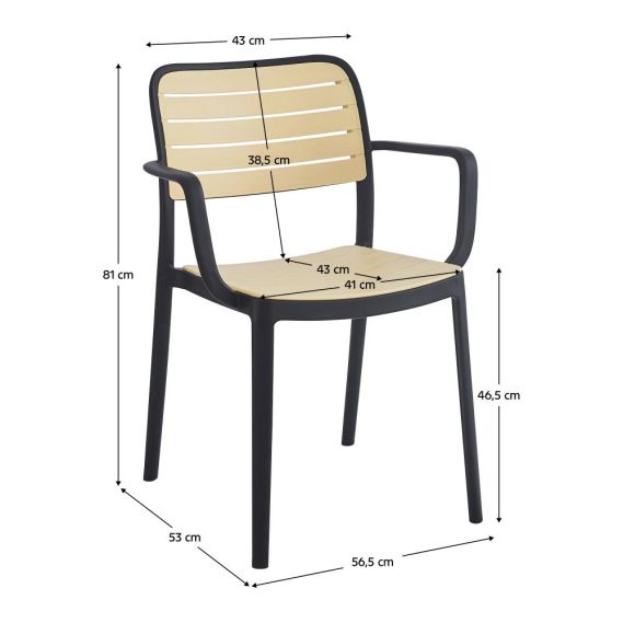 Stohovateľná stolička, čierna/béžová, KARDOS TYP 2