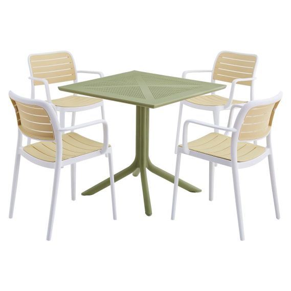 Stohovateľná stolička, biela/béžová, KARDOS TYP 2