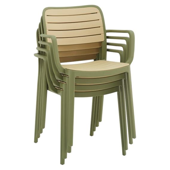 Stohovateľná stolička, zelená/béžová, KARDOS TYP 2