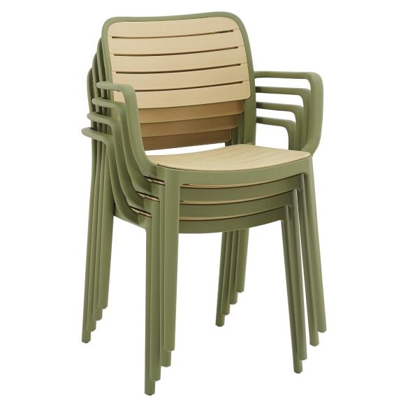 Stohovateľná stolička, zelená/béžová, KARDOS TYP 2