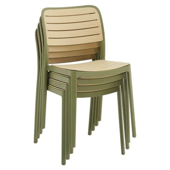 Stohovateľná stolička, zelená/béžová, KARDOS TYP 1