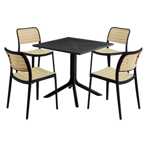 Stohovateľná stolička, čierna/béžová, KARDOS TYP 1