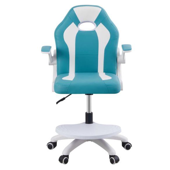 Otočná stolička s podnožou, modrá/biela, RAMIL NEW