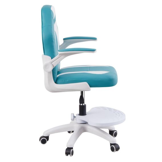 Otočná stolička s podnožou, modrá/biela, RAMIL NEW