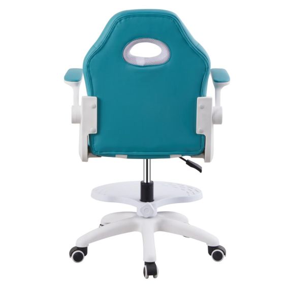 Otočná stolička s podnožou, modrá/biela, RAMIL NEW