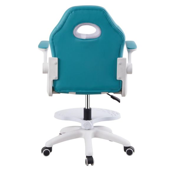 Otočná stolička s podnožou, modrá/biela, RAMIL NEW