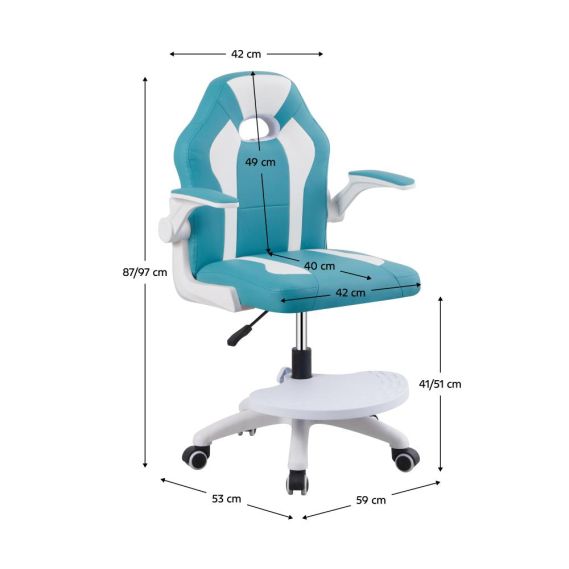 Otočná stolička s podnožou, modrá/biela, RAMIL NEW