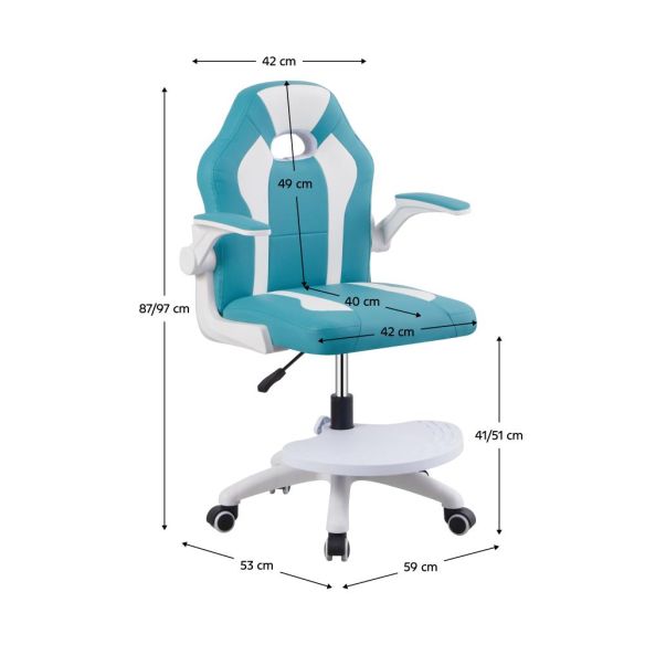 Otočná stolička s podnožou, modrá/biela, RAMIL NEW