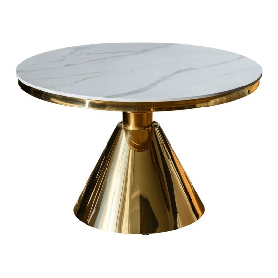 Konferenčný stolík, zlatá/biely mramor, GREIS TYP 2