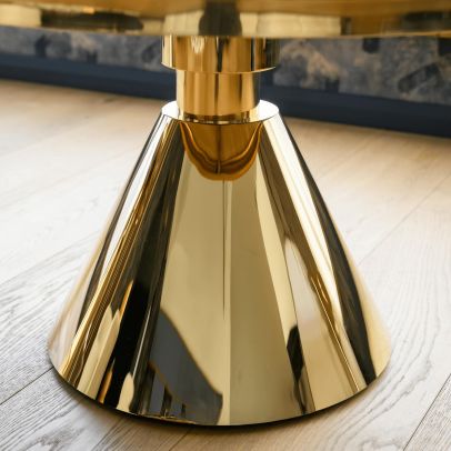 Konferenčný stolík, zlatá/biely mramor, GREIS TYP 2 2