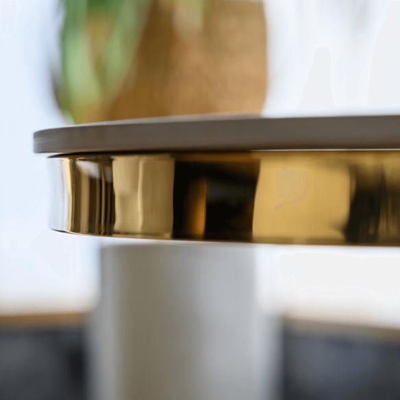 Konferenčný stolík, zlatá/biely mramor, GREIS TYP 2