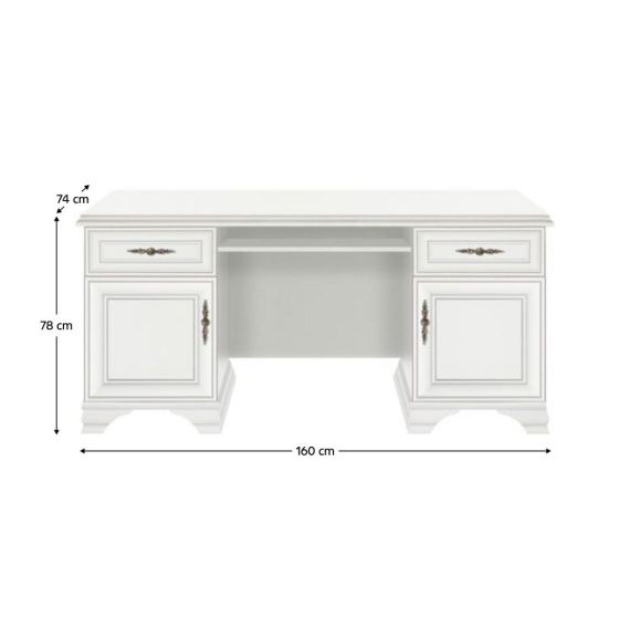 PC stôl, alpská biela, KENTAK BIU2D2S