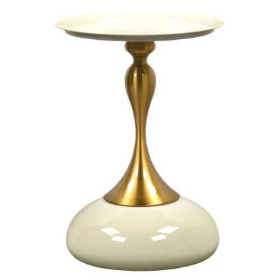 Príručný stolík, biela Ivory/zlatá, FEJ