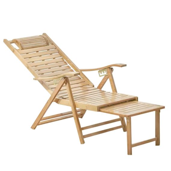 Záhradné polohovacie kreslo, prírodná, bambus, URSEL