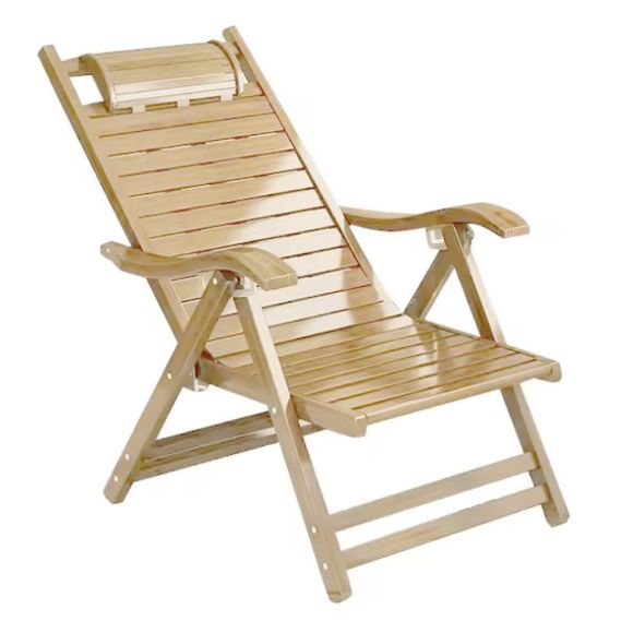 Záhradné polohovacie kreslo, prírodná, bambus, URSEL