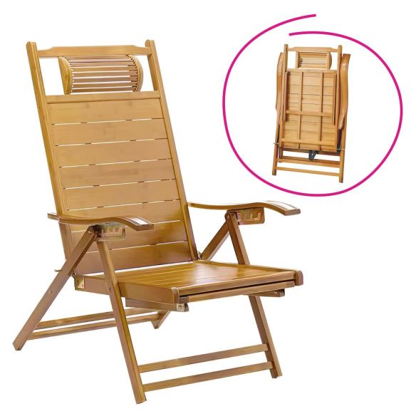 Záhradné polohovacie kreslo, prírodná, bambus, VARDON