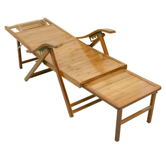 Záhradné polohovacie kreslo, prírodná, bambus, VARDON