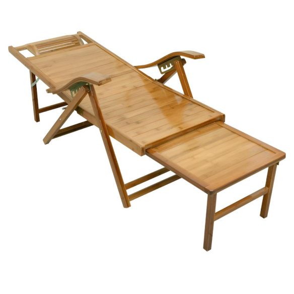 Záhradné polohovacie kreslo, prírodná, bambus, VARDON