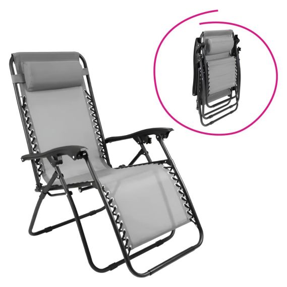 Záhradné polohovacie kreslo, svetlosivá, GERALD NEW