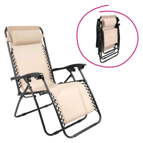 Záhradné polohovacie kreslo, béžová, GERALD NEW