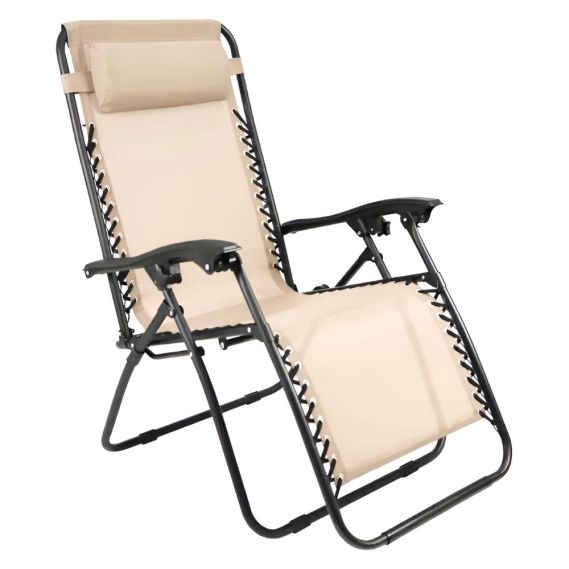 Záhradné polohovacie kreslo, béžová, GERALD NEW