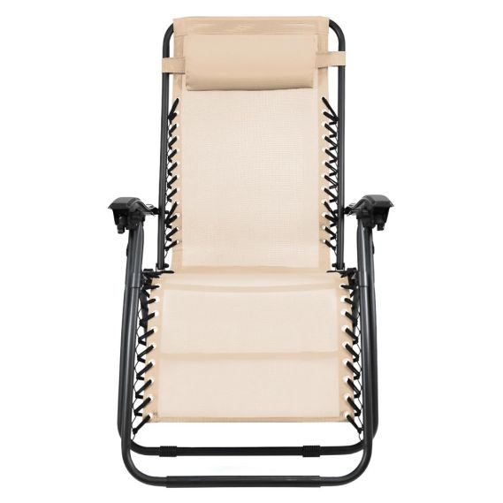 Záhradné polohovacie kreslo, béžová, GERALD NEW