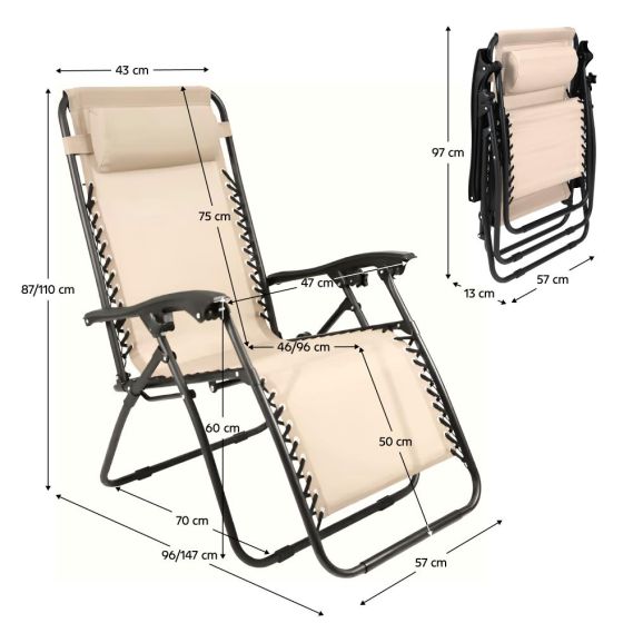 Záhradné polohovacie kreslo, béžová, GERALD NEW