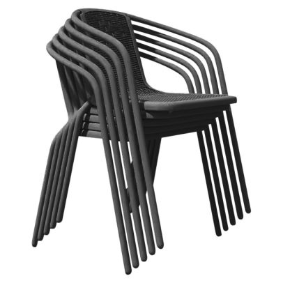 Záhradná stohovateľná stolička, čierna, oceľ/plast, FRENY 2