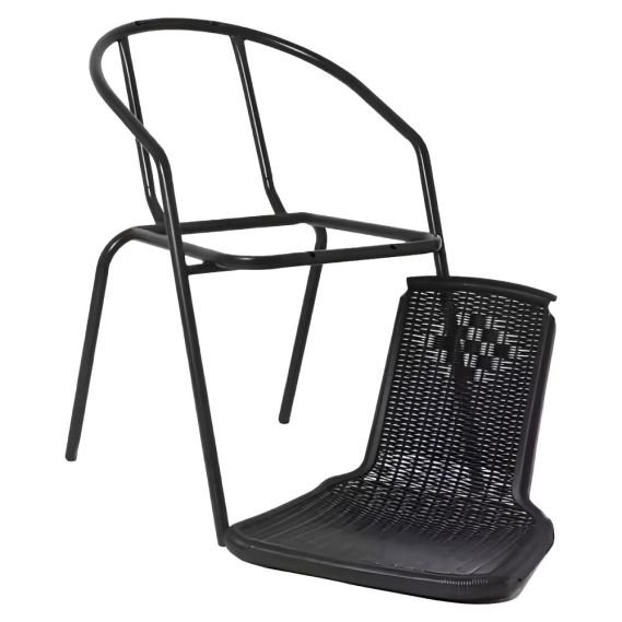 Záhradná stohovateľná stolička, čierna, oceľ/plast, FRENY