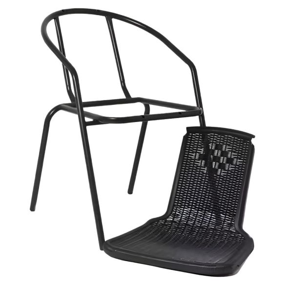 Záhradná stohovateľná stolička, čierna, oceľ/plast, FRENY