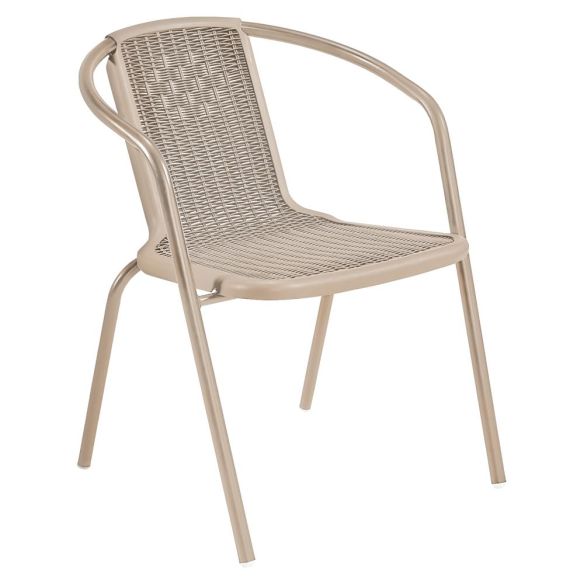 Záhradná stohovateľná stolička, champagne, oceľ/plast, FRENY