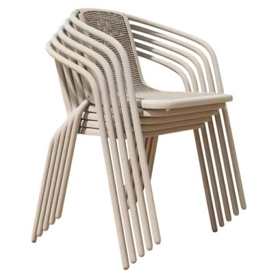 Záhradná stohovateľná stolička, champagne, oceľ/plast, FRENY 2