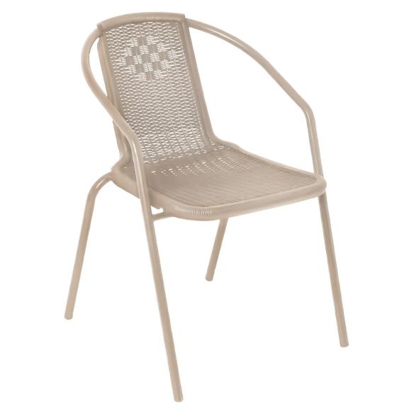 Záhradná stohovateľná stolička, champagne, oceľ/plast, FRENY