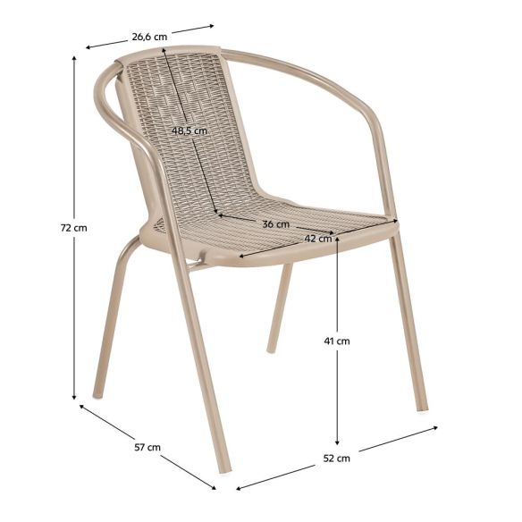 Záhradná stohovateľná stolička, champagne, oceľ/plast, FRENY