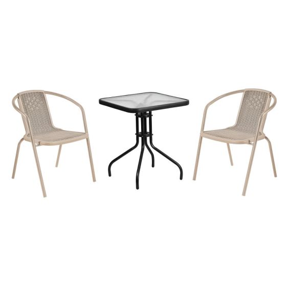 Záhradná stohovateľná stolička, champagne, oceľ/plast, FRENY