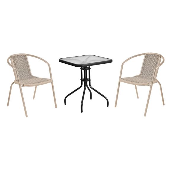 Záhradná stohovateľná stolička, champagne, oceľ/plast, FRENY