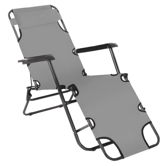 Záhradné polohovacie kreslo, sivá, REGED