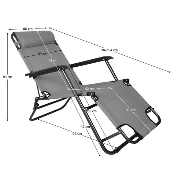 Záhradné polohovacie kreslo, sivá, REGED