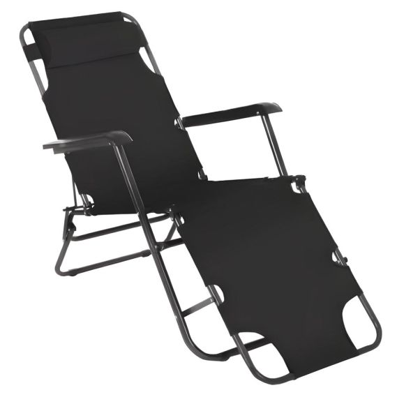 Záhradné polohovacie kreslo, čierna, REGED