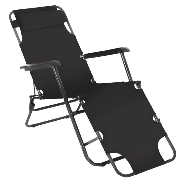 Záhradné polohovacie kreslo, čierna, REGED