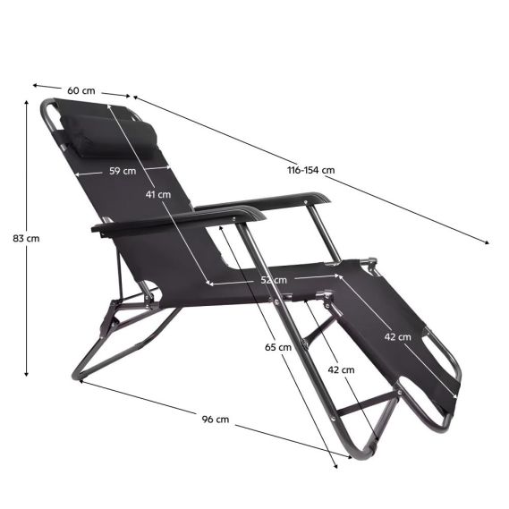 Záhradné polohovacie kreslo, čierna, REGED