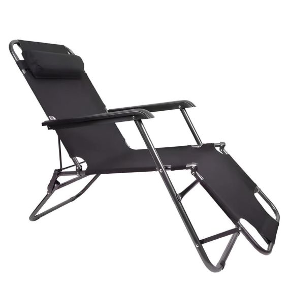Záhradné polohovacie kreslo, čierna, REGED