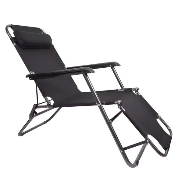 Záhradné polohovacie kreslo, čierna, REGED