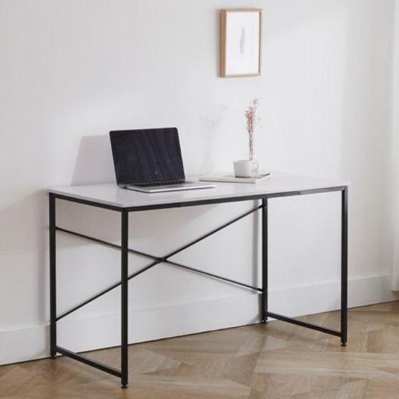 Písací stôl, biela/čierna, 120x60 cm, MELLORA