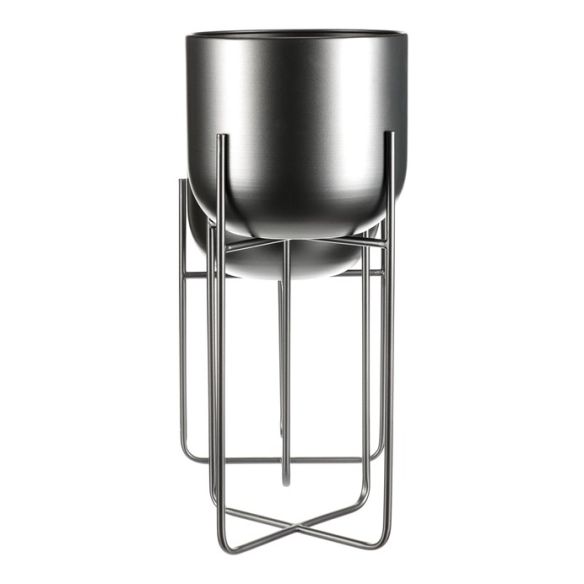 Set 2 kovových interiérových stojanov na kvety, kruhové, antracitový satin