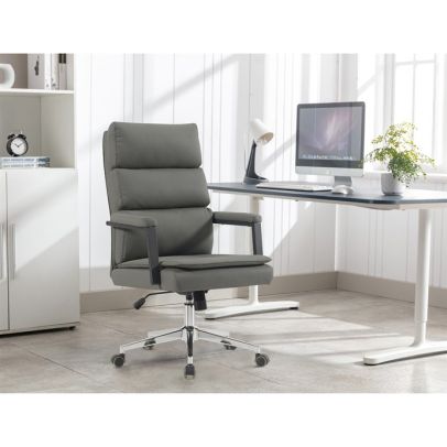 Kancelárske kreslo, hojdací mechanizmus, šedá ekokoža, KA-D8104 GREY 2