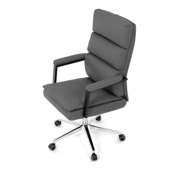 Kancelárske kreslo, hojdací mechanizmus, šedá ekokoža, KA-D8104 GREY